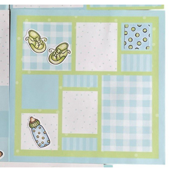 CTMH Premade Scrapbook Layout Page Baby Boy‎ Lot of 9 Paper Diecuts 12x12 - Picture 5 of 8